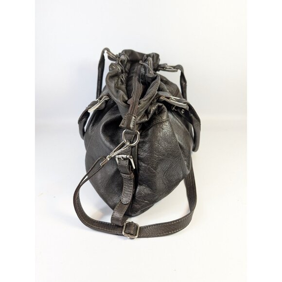 Vera Pelle Leather Purse Slouch Hobo Bag Made in Italy Brown 12” x 18” - Picture 5 of 13